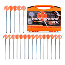 Blue Diamond Heavy Duty Tent Pegs - 20 Pack Hard Ground Tent Pegs, Camping Pegs for Awnings, Gazebos, Outdoor Use - Galvanized Steel (Carry Case)