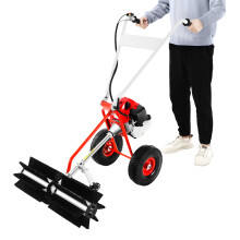 gas powered lawn sweeper 43cc hand-pull start leaf collector
