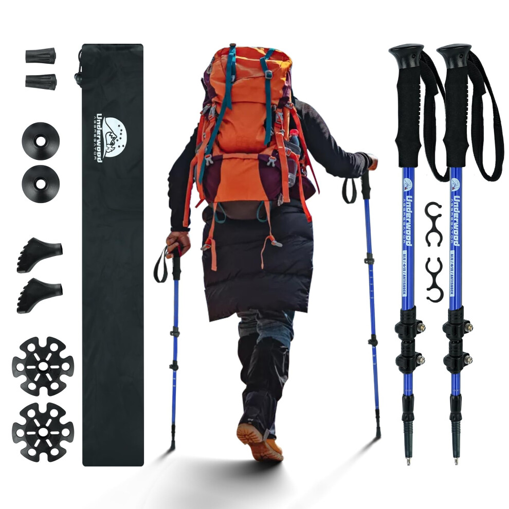 Photos - Trekking Pole Underwood-Aggregator Walking Poles - 2 Pack Collapsible Hiking Poles for Women and Men, Ultralight Telescopic Backpacking Wa