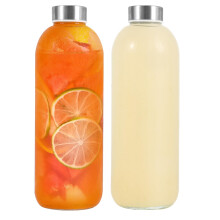LIMILI Glass Bottles With Stainless Steel Lids, 300/350/750/1000ML Water Bottles, Leak Proof Reusable Drinking Bottles for Hot Cold Drinks, Work, Gym