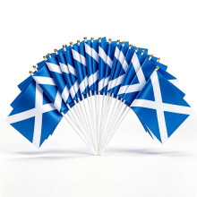 Scotland Flag on Stick 20 Pcs - 21x14cm Scottish Saltire Hand Held Flags Double Sided with 30cm Pole for World Cup decoration 2026, Burns Night, St A