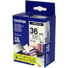 Brother Gloss Laminated Labelling Tape - 36 mm x 8m Black on White