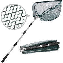 HEYOMART Fishing Landing Net Telescope Foldable Collapsible Extensible for Bird Fish Catch Release Lightweight Portable Aluminum Alloy Frame Handle