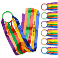 GSi Ribbon Rings for Kids 6-Pack with Storage Bag and 12 Flowing Ribbons Each Dance Ribbons, Classroom Movement, Gymnastics, Party Favors