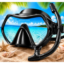 Hydomi Snorkel Set for Adults – Comfortable Leak-Proof Mask with Anti-Fog Tempered Glass, 180 Panoramic View & Dry Top Snorkel, Adjustable Diving