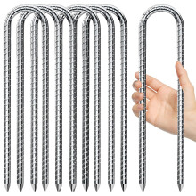 AVOFOREST 7 Pack Tent Pegs Metal Heavy Duty,12 Inch Ground Pegs,Galvanised Steel U Shaped Trampoline Pegs Ground Anchor Pegs for Outdoor Camping,Tram