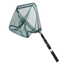 Navza Telescopic Fishing Landing Net – Foldable & Extendable 1.3M Aluminum Handle, Lightweight & Portable Fish/Bird Catch Net (Silver Pole, Green Me