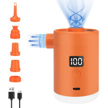 Portable Air Pump for Inflatables: 4000mAh Type-C Rechargeable Battery Ultra-Fast Inflate Deflate Ultra-Mini Electric Air Pump with 5 Nozzles & Campi