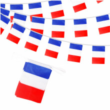 10m France Flags Bunting French Flag Decorations 30 pcs, France Flags Bunting Banner for World Cup Football 2026 Sports Events Party Decoration, Doub