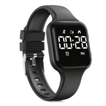 Focwony Kids Digital Watch Steps Counter Waterproof Fitness Tracker Wristwatch with Pedometer LED Display Stopwatch for Kids Boys Girls Teenager (Bla