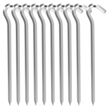 Tent Pegs Pack of 10 Galvanised Metal Pegs, Durable Rust Free Heavy Duty Camping Ground Pegs Camping Tent Hard Ground Pegs, Ideal for Tarpaulin, Beac
