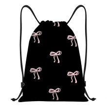 Fakcrkun Bow Drawstring Bag, Coquette Girls Swimming Bag with Pink Bow Pattern, Cute Swim PE Bags for Women Girls Daily Outdoor Home School