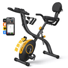 MERACH Multifunctional Foldable Exercise Bike - Exclusive APP for Customizable Plans, 16-Level Magnetic Resistance Folding Stationary Exercise Bike,