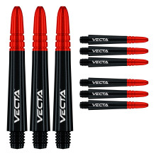 WINMAU Dart Shaft - Vecta Blade360 Polycarbonate Dart Stems - 1 Set per pack (3 darts Shafts in total) - Professional Darts Accessories - Black & Red