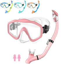 HiiPeak Kids Snorkel Set, Dry Top Snorkel Mask Snorkelling Package, Snorkelling Diving Mask with Breathing Tube Panoramic View Tempered Glass Anti-Fo