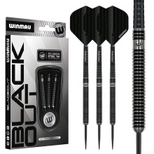 WINMAU Blackout Series 24g Parallel Steel Tip Dart Set | 90% Tungsten Darts - Professional Darts Set with Dart Flights & Shafts