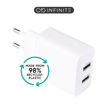 eSTUFF INFINITE USB-A Charger EU 24W - White - 98% Recycled Plastic
