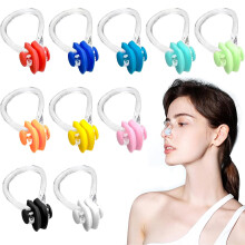 NAYAGOGO 10 Pcs 10 Colors Nose Clips Swimming, Nose Plug Reusable Waterproof Nose Protector, Waterproof Training Swim Nose Protector Plug, for Swimme