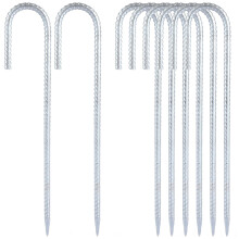 ASelected 8Pack Heavy Duty Strong Tent Pegs,12Inch Steel Ground Pegs Rebar Tent Stakes,Metal Thick Long Galvanised J Camping Tent Pegs For Football G