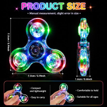 Gigilli Fidget Spinner LED 2 Pack, Stress Relief Anti-Anxiety ADHD Fidget Toys for Kids Adults, Glow in the Dark Party Bag Fillers for Kids, Birthday