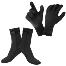 AUAUY Elastic Neoprene Gloves and Socks, Unisex 3 mm Thermal Wetsuit Gloves and Socks, Elastic Wrist and Anti-Slip Particles, for Diving Snorkeling S