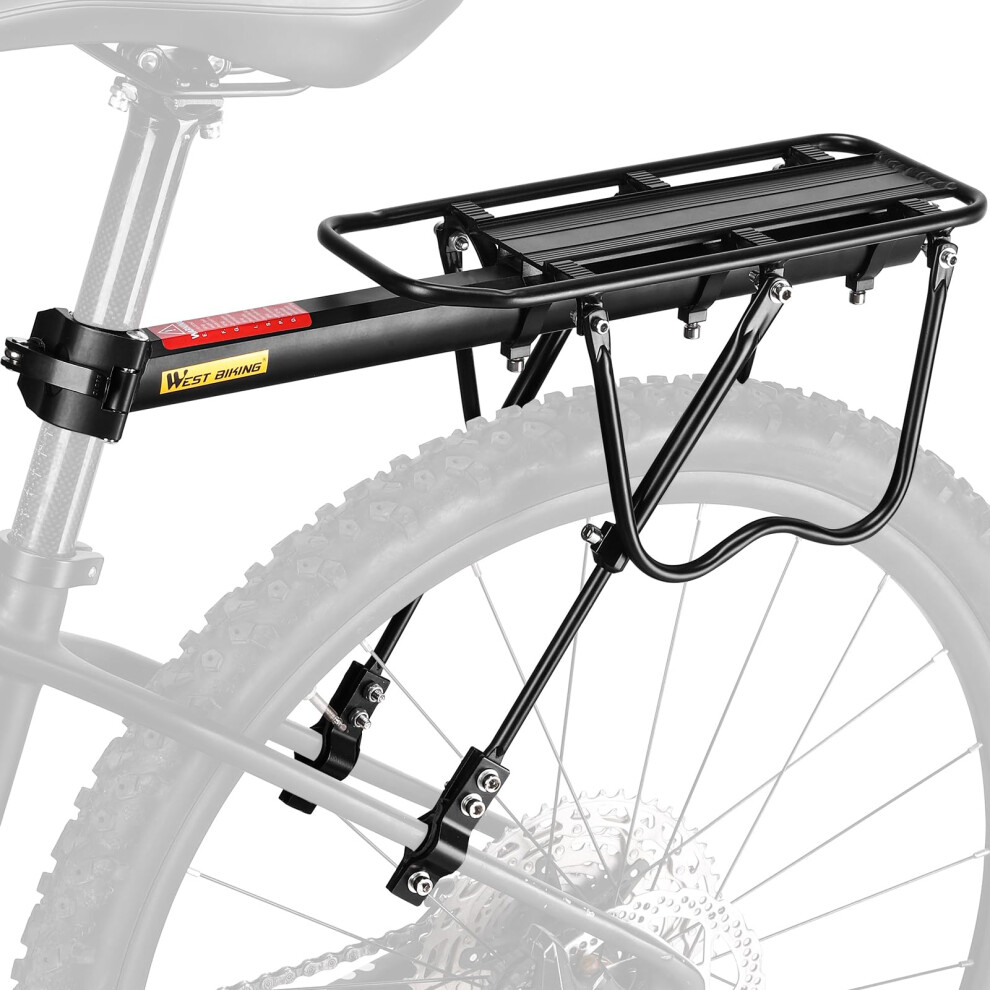 Photos - Bike Bag West Biking Rear Bike Rack - Adjustable Pannier Rack, 50 KG Load Capacity, Aluminum Alloy Luggage Carrier With Reflector for 