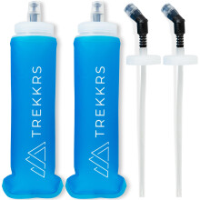 Trekkrs 2 Pack Soft Flask Water Bottles - 500 ml | Leakproof Design | Soft, Foldable Running Water Bottle | Running Hydration Bladder Pouch | 2 x Str