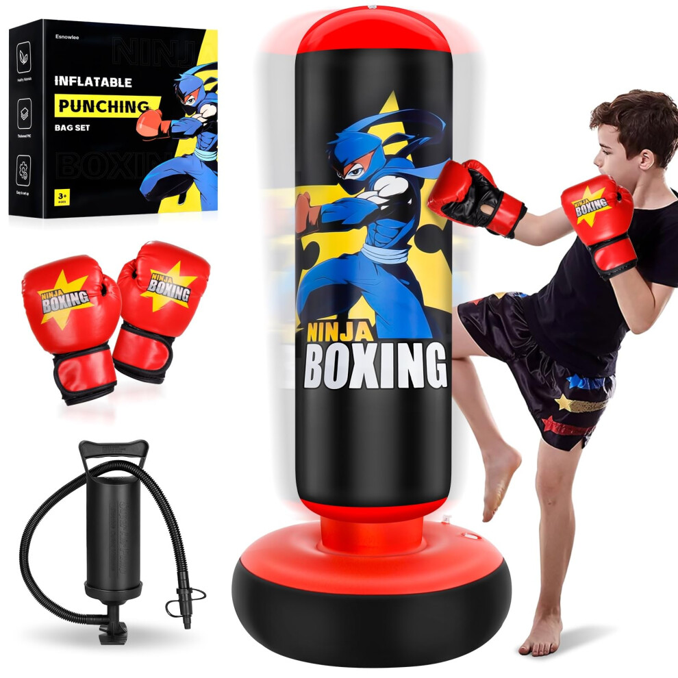 Photos - Punching Bag / Ball Punching Bag for Kids, Kids Boxing Set with Boxing Gloves 66" Large Inflatable Punching Bag,Gifts for Boys & Girls Age 5-12