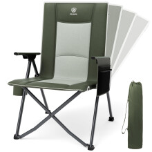 EVER ADVANCED Luxury Camping Chair Folding for Adults Heavy Duty 350lbs, Garden Chair Reclining Padded with Cup Holder Side Pocket, Foldable with 4-P