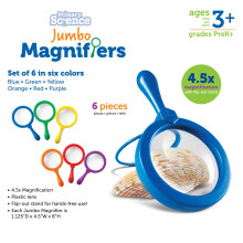 Learning Resources Jumbo Magnifiers - 6 Pieces, Ages 3+ Toddler Learning Toys, Exploration Toys for Kids, Magnifiers for Kids,Back to School Supplies