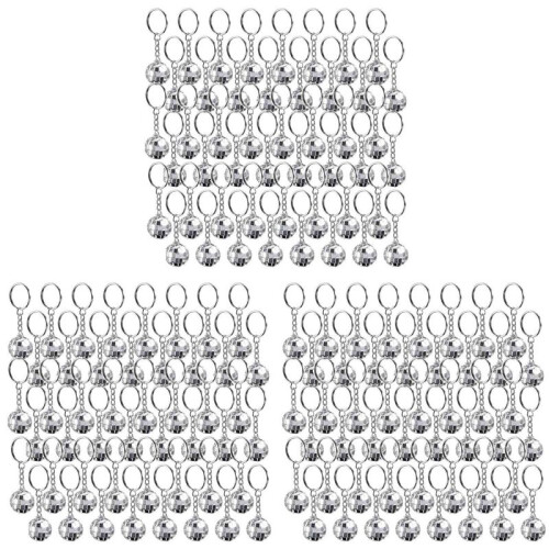 144Pcs Set Disco  Keychain Mirror Keyring Reflective  Key Chain Pendant