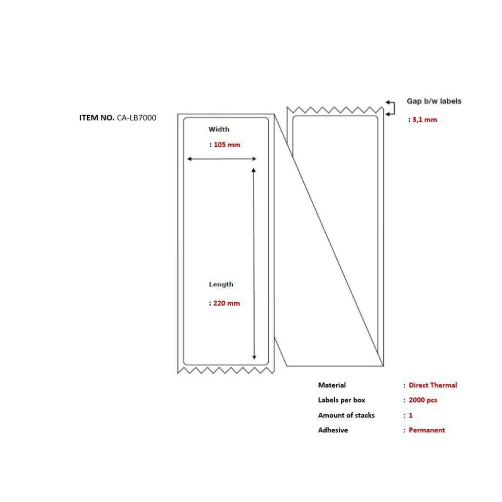 Capture Shipping Label 105 X 220Mm Direct Thermal Fanfold 2000 Labels Per Box 5715063118528
