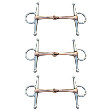 3X Full Cheek Stainless Steel Equestrian Flexible D Ring Loose Set Horse Bit Buckle Double Joint Copper Mouth 135MM
