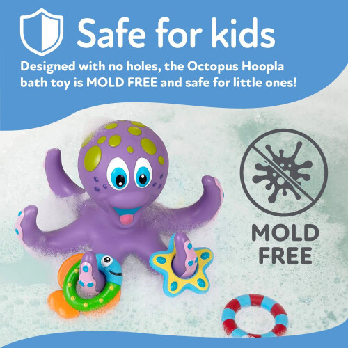 Nuby Nuby Octopus Floating Bath Toy - Sensory Development | 3 Rings Included | Colourful 2