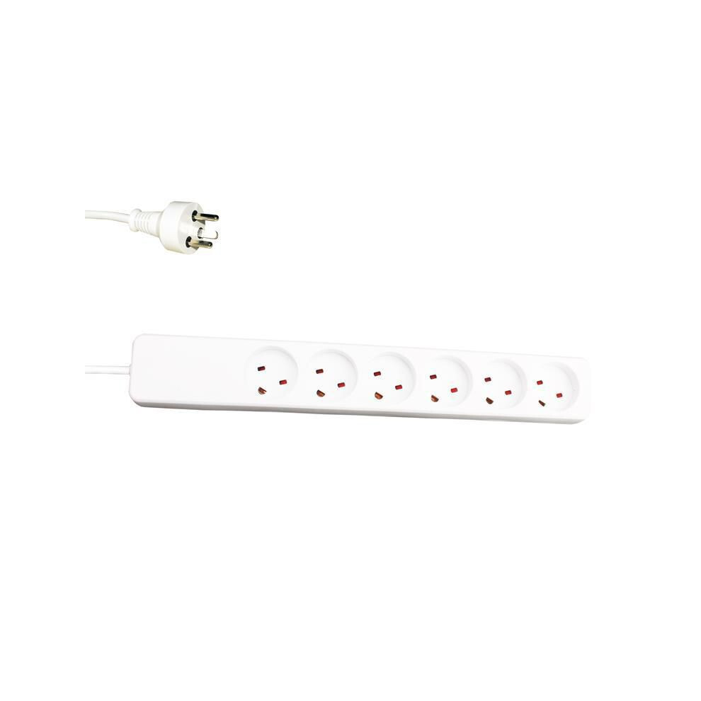 Garbot Plast Power Strip 6-Way Edb Outlet 3M White 5715063093306