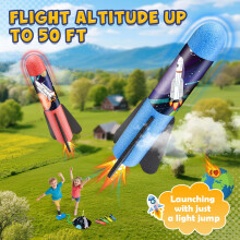 Anginne Rockets Toys Launcher Toy for Kids 3-12 Year Old Boys Girls, 8 Foam Rockets Outdoor Garden Jump Rocket Toys with Adjustable Launch Angle, Edu