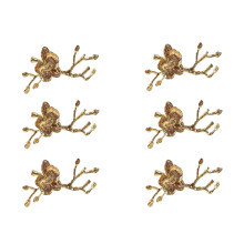 Plum Blossom Branch Design Napkin Holder Napkin Ring Western Towel Ring Hotel Table Decoration Set of 6-Gold