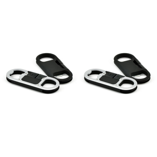 2Stk USB Kabel Mit Flaschenöffner Schlüsselring Schwarz