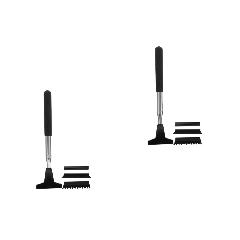 2Sets Car Windshield And Mirror Cleaner Retractable Silicone Black 3223857028653