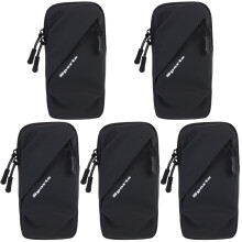 5St Zwarte Elastische Telefoonhoes Armzak Outdoor Sporten