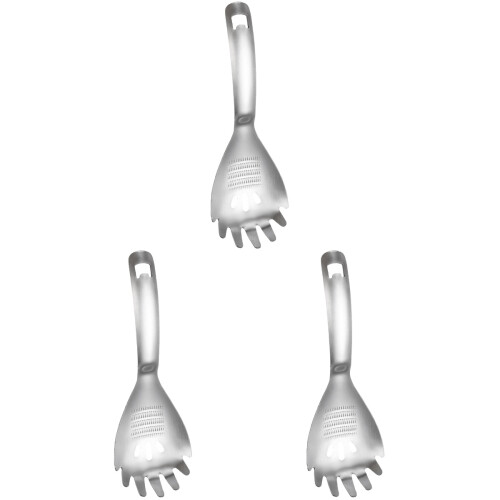 3Pcs Silver Pasta Spoon Stainless Kitchen Utensils Smooth Easy Clean