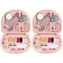 2Ensembles Kit Couture Mini Rose Plastique Boîtier Rangement Aiguilles