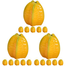 18Pcs Yellow Resin Carambola Photo Props Decorative Fake Fruit Toys