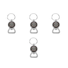 4Pcs Stylish Metal Dartboard Keychains Multipurpose Keyring and Opener