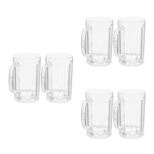 6Pcs Practical Beer Mug Transparent with Handle for Home