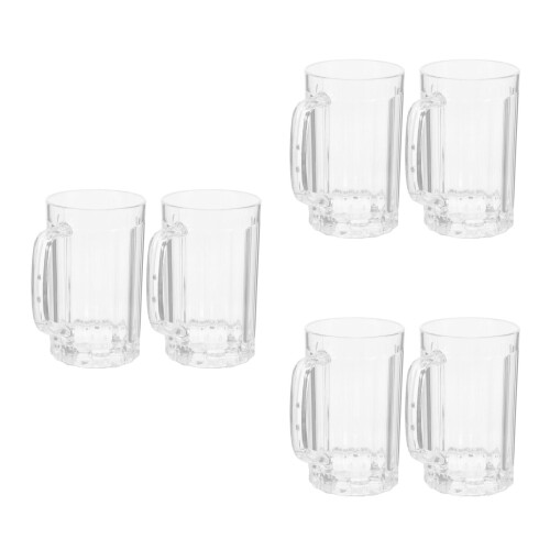 6Pcs Practical Beer Mug Transparent with Handle for Home