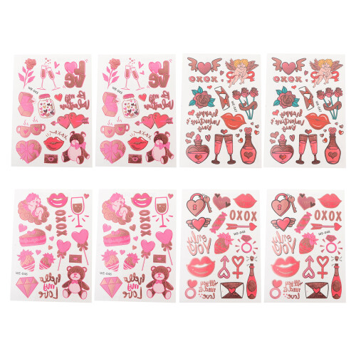 16Sheets Heart-Shaped Temporary Tattoos Waterproof Couples Art