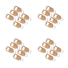 24Pcs Wood and Stainless Steel Bottle Cap Opener Keychain for Home Bar