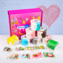 Fluffy Butter Slime Kit for Girls 8 Pack, Stretchy and Non-Sticky, Party Favors with Strawberry, Pineapple, Dragon Fruit, Cantaloupe, Cherry, Stress