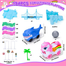 Race Track Toys for 3 4 5 Year Old Girls: Shark & Unicorn Gifts for Girls Kids Toys Age 4 5 6, Car Track Construction Toy Birthday Present for 3-9 Ye